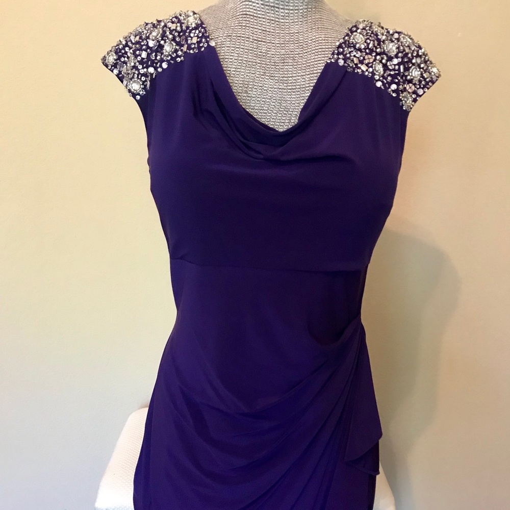 Deep purple evening dress with bling